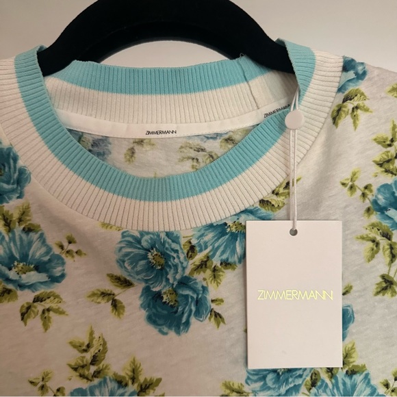 Zimmermann Whitewave Tee in Teal Poppy Floral 1 NWT - Picture 10 of 11